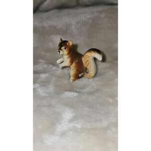 Vintage Miniature Squirrel Figurine Brown 1.75" Ceramic Big Eyes Cute Bone China